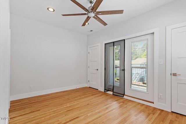 2904 Wadsworth Ave # A, Durham, NC 27707 - unfurnished room featuring light wood-type flooring, recessed lighting, and ceiling fan