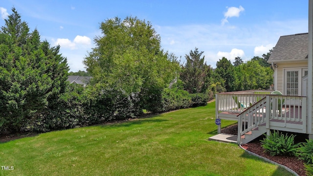316 Hilliard Forest Dr, Cary, NC 27519 - view of grassy yard with a wooden deck