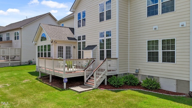 316 Hilliard Forest Dr, Cary, NC 27519 - rear view of house featuring a lawn, a wooden deck, and crawl space