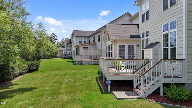 316 Hilliard Forest Dr, Cary, NC 27519 - view of green lawn with a wooden deck