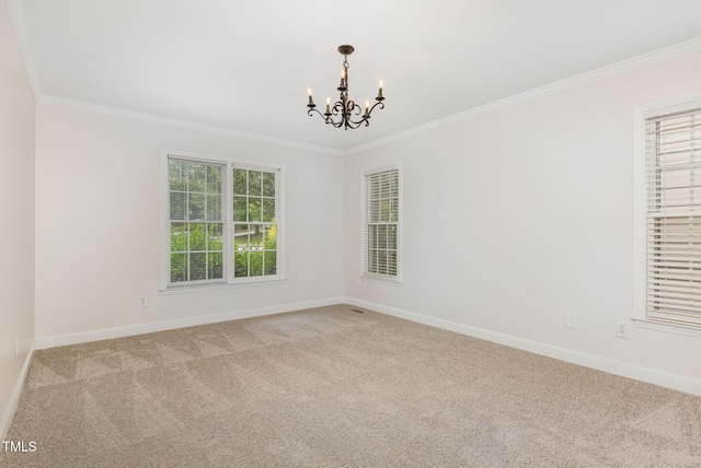 317 Yellow Poplar Ave, Wake Forest, NC 27587 - unfurnished room with a chandelier, crown molding, and carpet