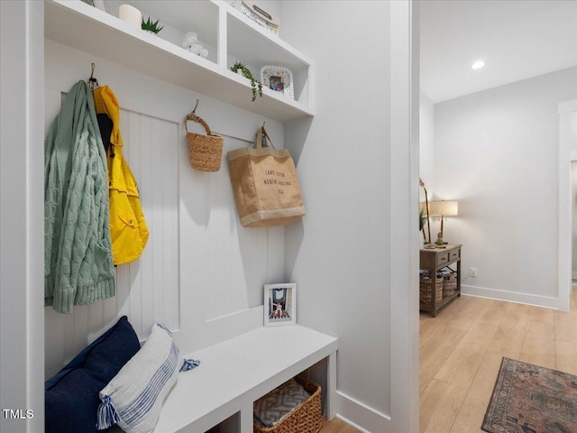 820 Whistable Ave, Wake Forest, NC 27587 - mudroom featuring light wood-style floors and recessed lighting