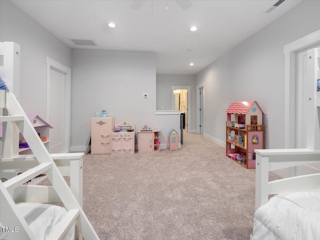 820 Whistable Ave, Wake Forest, NC 27587 - bedroom featuring carpet, recessed lighting, and ceiling fan