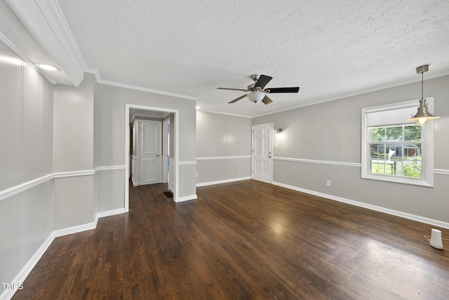 2510 Springhill Ave, Raleigh, NC 27603 - unfurnished room featuring a textured ceiling, wood finished floors, a ceiling fan, and ornamental molding