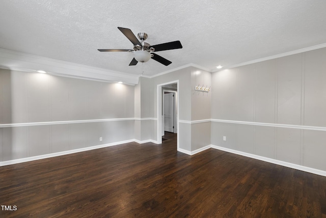 2510 Springhill Ave, Raleigh, NC 27603 - spare room featuring wood finished floors, a ceiling fan, a textured ceiling, and crown molding