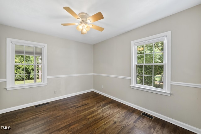 2510 Springhill Ave, Raleigh, NC 27603 - unfurnished room with dark wood finished floors and ceiling fan