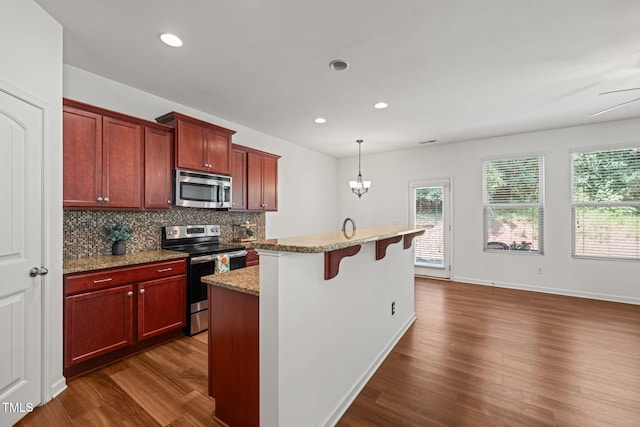 120 Holly Berry Ln, Durham, NC 27703 - kitchen with stainless steel appliances, plenty of natural light, dark wood-style floors, dark brown cabinets, and recessed lighting