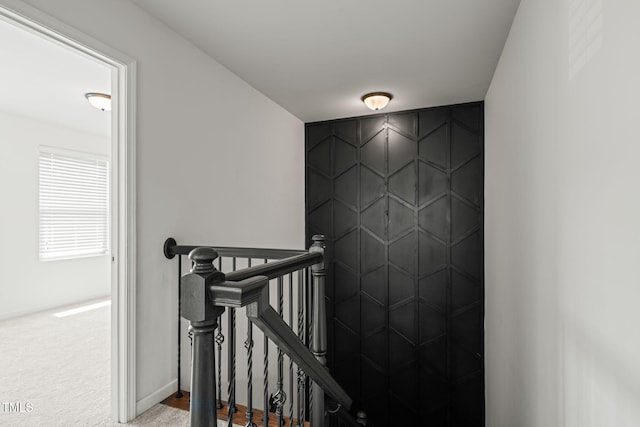 120 Holly Berry Ln, Durham, NC 27703 - staircase featuring a decorative wall and carpet floors