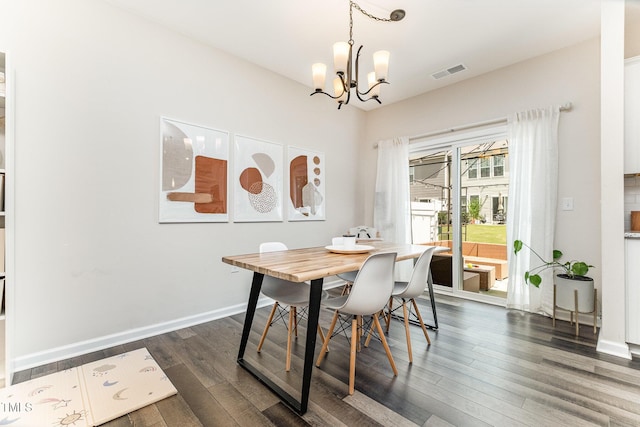3019 Newfields Pl, Durham, NC 27703 - dining area with a chandelier and dark wood-style flooring