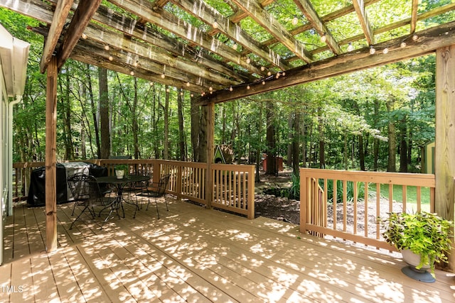 10 Biltmore Pl, Durham, NC 27712 - deck with outdoor dining space, a pergola, and grilling area