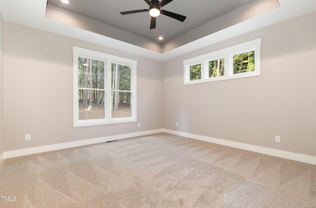 3714 Ode Turner Rd, Hillsborough, NC 27278 - carpeted spare room with a tray ceiling, healthy amount of natural light, a ceiling fan, and recessed lighting