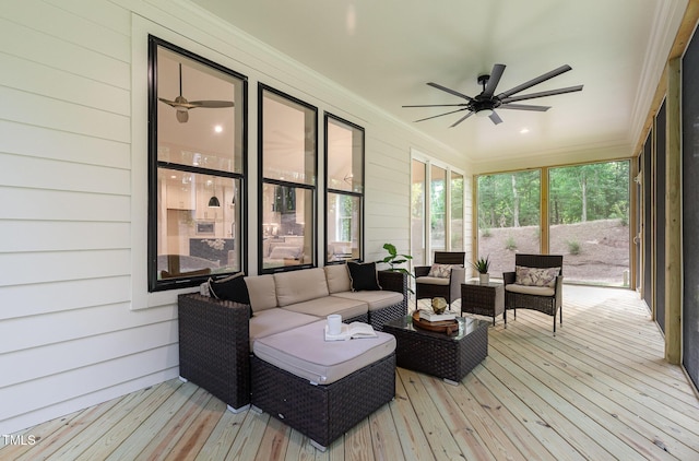 3714 Ode Turner Rd, Hillsborough, NC 27278 - sunroom / solarium with an outdoor hangout area and ceiling fan