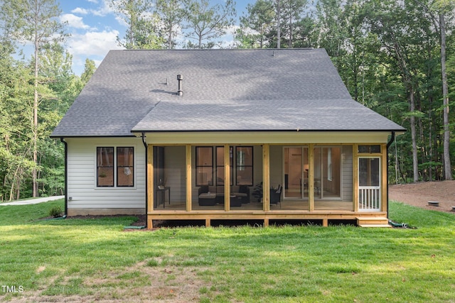3714 Ode Turner Rd, Hillsborough, NC 27278 - view of front facade featuring a sunroom, a front yard, and a shingled roof