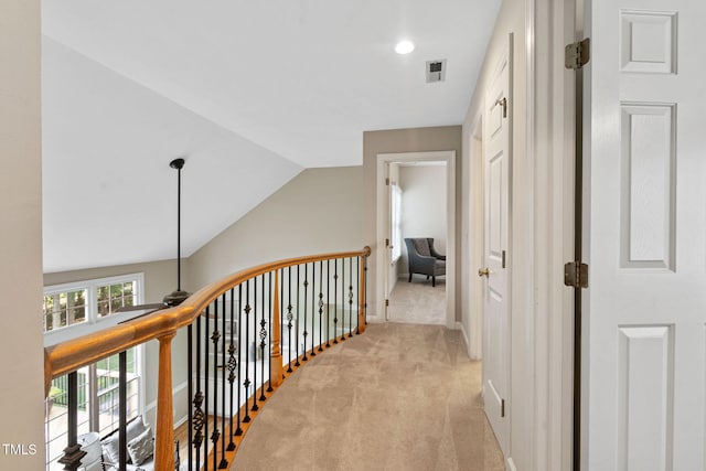 100 Beraneak Ln, Cary, NC 27519 - hallway featuring carpet, recessed lighting, and an upstairs landing