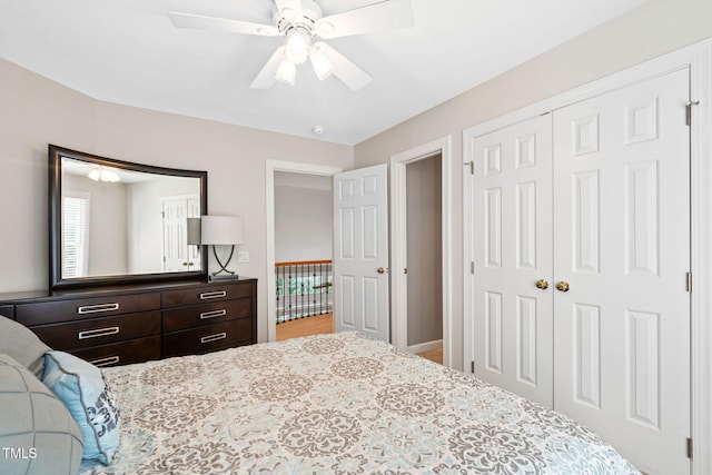 100 Beraneak Ln, Cary, NC 27519 - bedroom featuring a closet and a ceiling fan