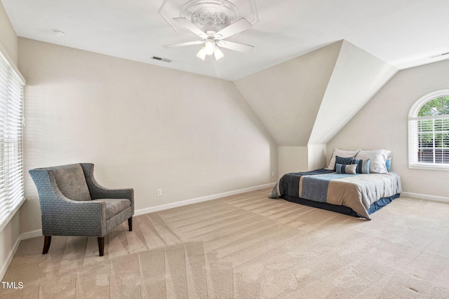 100 Beraneak Ln, Cary, NC 27519 - carpeted bedroom featuring a ceiling fan and vaulted ceiling