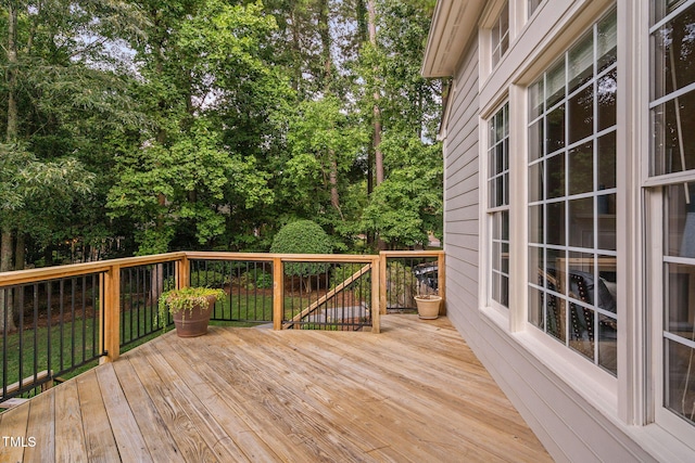 100 Beraneak Ln, Cary, NC 27519 - wooden deck featuring view of scattered trees