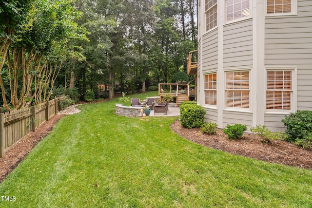 100 Beraneak Ln, Cary, NC 27519 - view of yard featuring a patio and a wooden deck