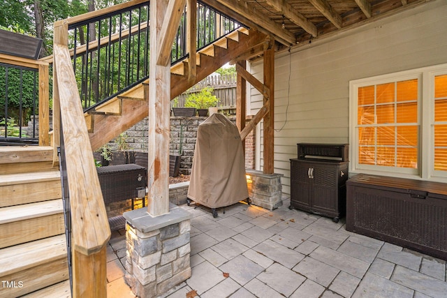 100 Beraneak Ln, Cary, NC 27519 - view of patio featuring stairs