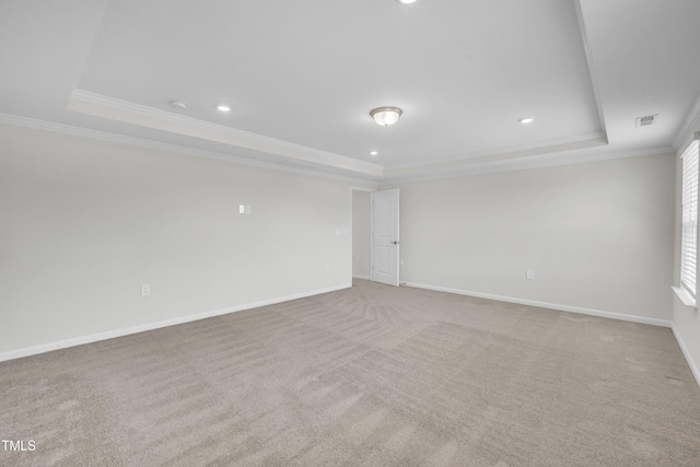 2307 Bethpage Dr, Fuquay Varina, NC 27526 - carpeted spare room with a raised ceiling, crown molding, and recessed lighting