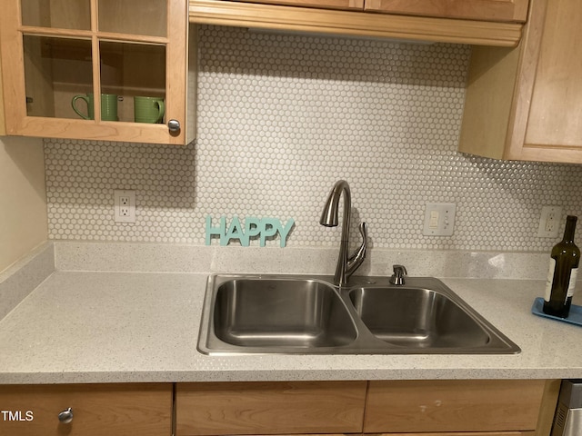 3082 Colony Rd Unit A, Durham, NC 27705 - kitchen with tasteful backsplash, light countertops, and glass insert cabinets