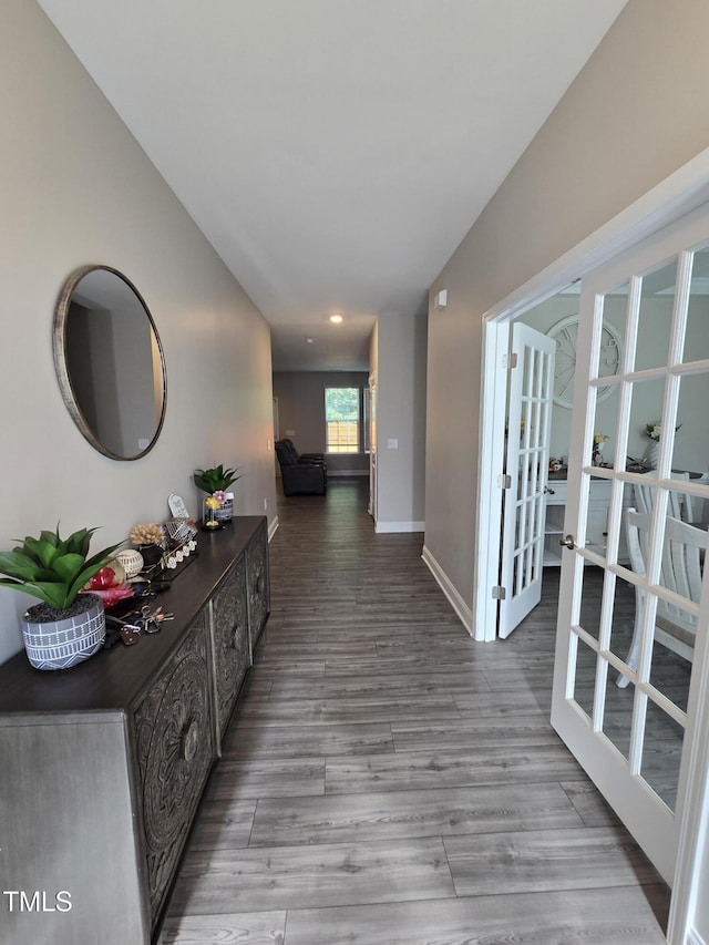 808 Heartpine Dr, Mebane, NC 27302 - hall with wood finished floors, french doors, and recessed lighting
