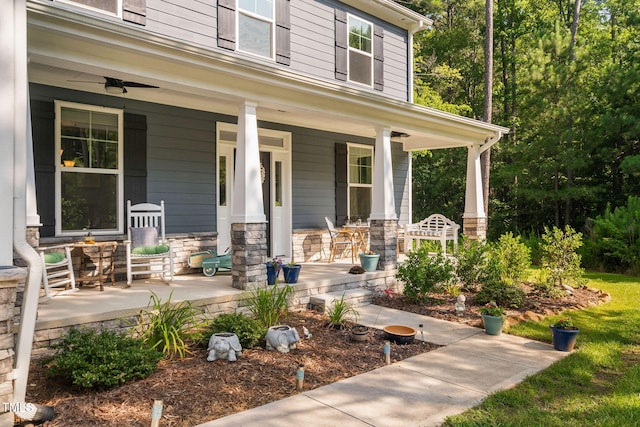 121 Roundrock Ln, Sanford, NC 27330 - entrance to property featuring a porch and stone siding