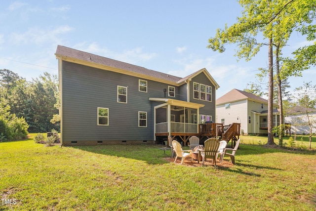 121 Roundrock Ln, Sanford, NC 27330 - rear view of property with crawl space, a yard, and a sunroom