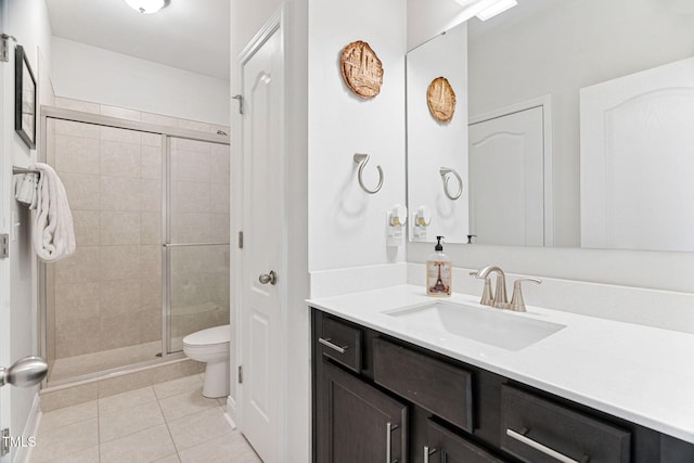 121 Roundrock Ln, Sanford, NC 27330 - full bathroom with vanity, a shower stall, and tile patterned floors