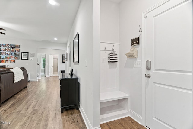 121 Roundrock Ln, Sanford, NC 27330 - mudroom with wood finished floors, recessed lighting, and a ceiling fan