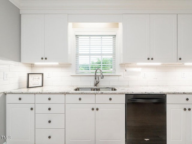 6843 Sawyer Rd, Liberty, NC 27298 - kitchen with dishwasher, backsplash, and white cabinetry
