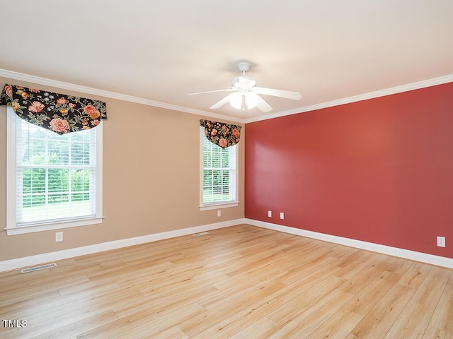 6843 Sawyer Rd, Liberty, NC 27298 - unfurnished room featuring crown molding, a ceiling fan, and light wood finished floors