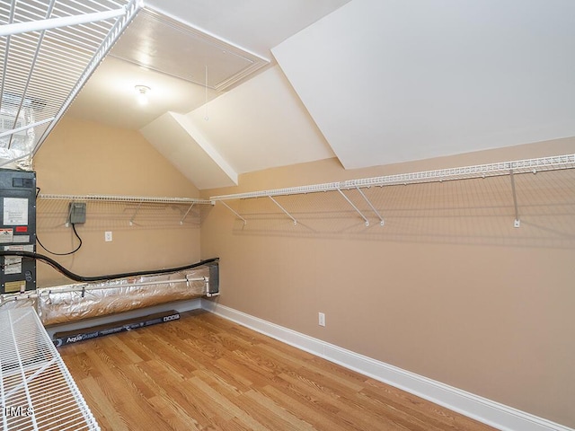 6843 Sawyer Rd, Liberty, NC 27298 - walk in closet featuring attic access and light wood-style flooring