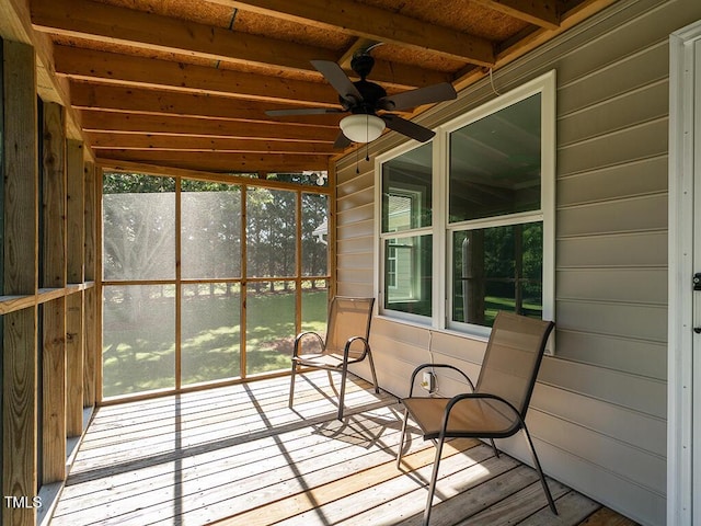 6843 Sawyer Rd, Liberty, NC 27298 - unfurnished sunroom with a ceiling fan
