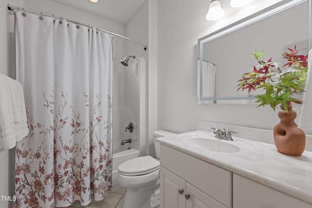 6104 Spicewood Dr, Fuquay Varina, NC 27526 - full bathroom featuring vanity, tile patterned flooring, and shower / tub combo with curtain