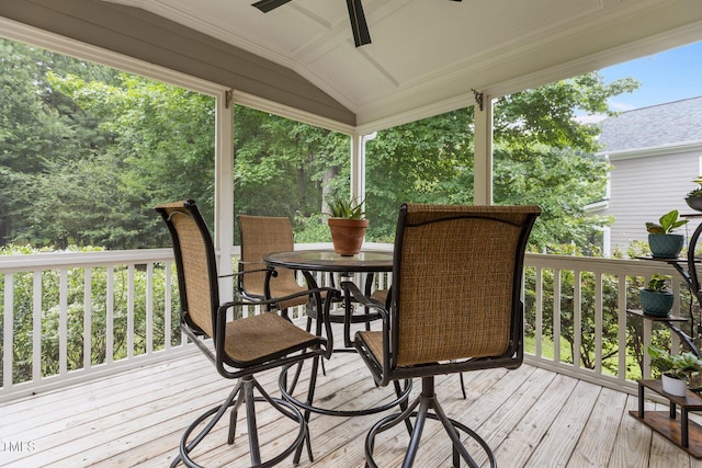 6104 Spicewood Dr, Fuquay Varina, NC 27526 - wooden deck featuring a ceiling fan and outdoor dining area