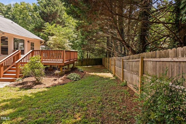 2912 Enson Pl, Raleigh, NC 27603 - fenced backyard featuring a wooden deck