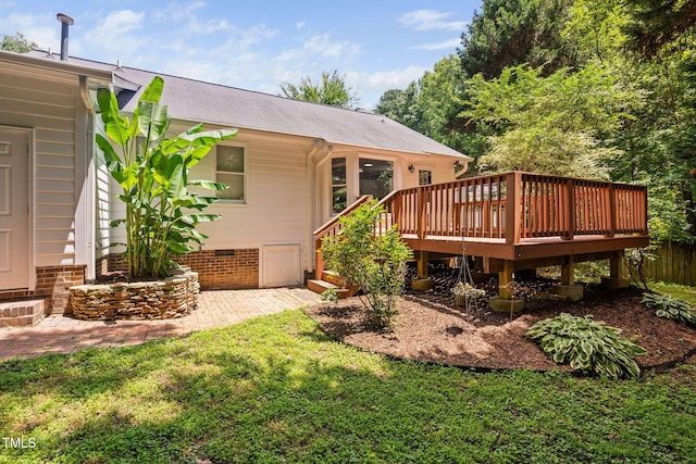 2912 Enson Pl, Raleigh, NC 27603 - rear view of house with a deck, a yard, and a patio area