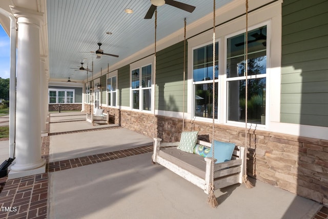 1003 Branwell Dr, Durham, NC 27703 - covered porch with a ceiling fan
