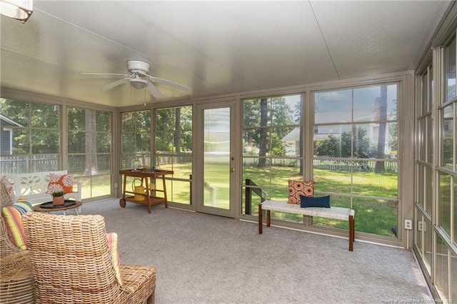 3516 Worley St, Fayetteville, NC 28311 - sunroom / solarium featuring carpet and a ceiling fan