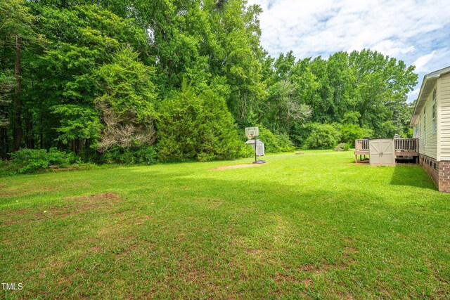5568 N NC Highway 58, Nashville, NC 27856 - view of green lawn with a wooden deck