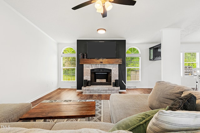 5568 N NC Highway 58, Nashville, NC 27856 - living area with healthy amount of natural light, a ceiling fan, and wood finished floors