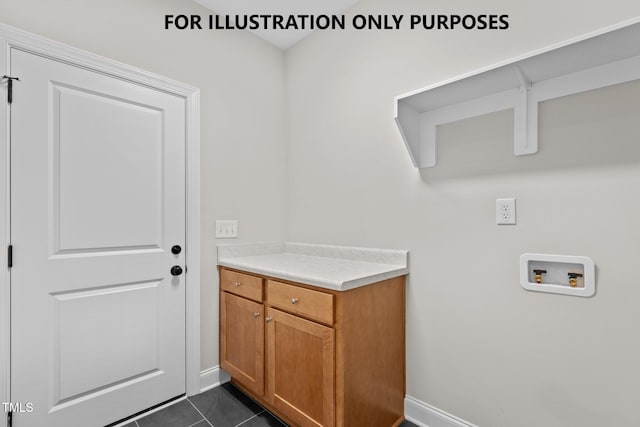 50 Uptown Ct, Zebulon, NC 27597 - laundry area with hookup for a washing machine, cabinet space, and dark tile patterned floors