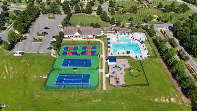 4 Seawell Ct, Durham, NC 27703 - drone / aerial view of a pool
