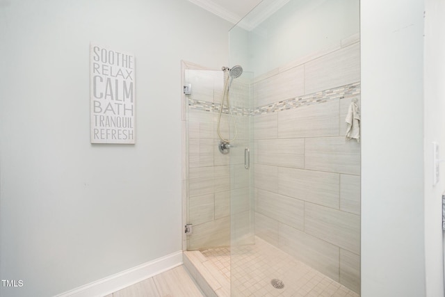 141 Vibernum Vw, Four Oaks, NC 27524 - full bathroom with ornamental molding and a stall shower