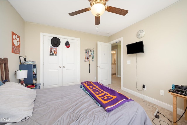 141 Vibernum Vw, Four Oaks, NC 27524 - bedroom featuring carpet flooring, a closet, and a ceiling fan