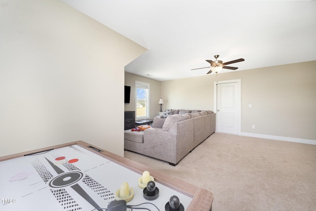 141 Vibernum Vw, Four Oaks, NC 27524 - living area featuring a ceiling fan and light carpet