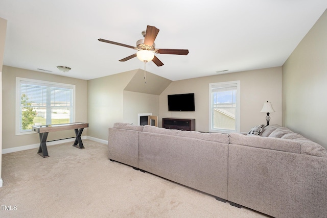 141 Vibernum Vw, Four Oaks, NC 27524 - carpeted living area with baseboards and ceiling fan