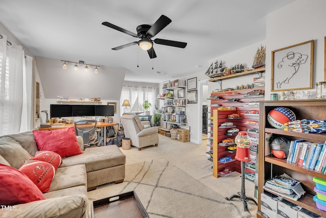 126 Gwendolyn Way, Fuquay Varina, NC 27526 - living room featuring ceiling fan and carpet flooring