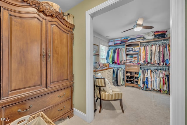 126 Gwendolyn Way, Fuquay Varina, NC 27526 - walk in closet with light colored carpet and ceiling fan